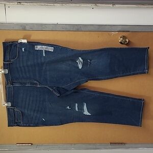 Old Navy Medium Dark Wash Mid Rise Power Slim Straight Jean